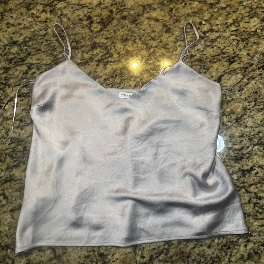 Good American‎ Women Lavender Satin V-Neck Cami Adjustable Straps Size 2 M